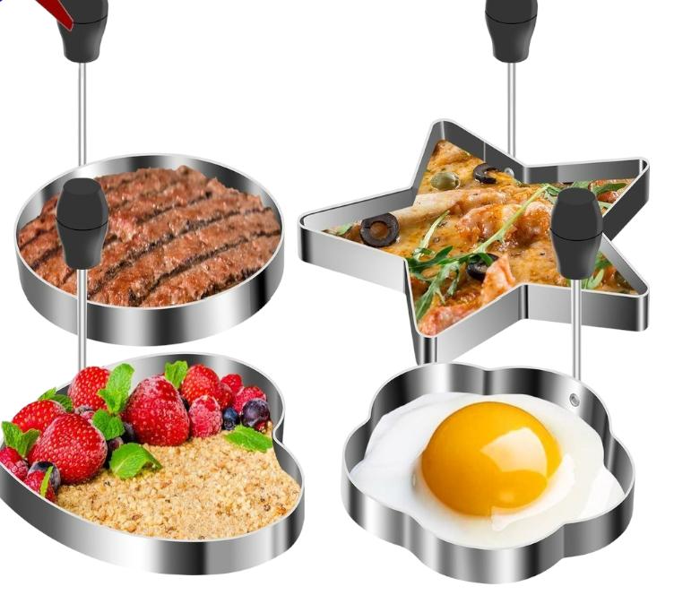 Stainless Steel Egg Mold Set with 4 shapes